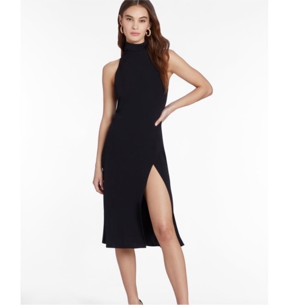 Amanda Uprichard Black Sheath Midi Dress Mock Neck Cocktail. Never worn